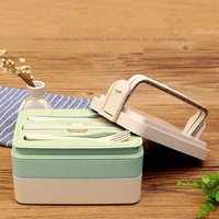 lunch box with handle bento box large capacity healthy material wheat straw microwave dinnerware food storage container lunchbo