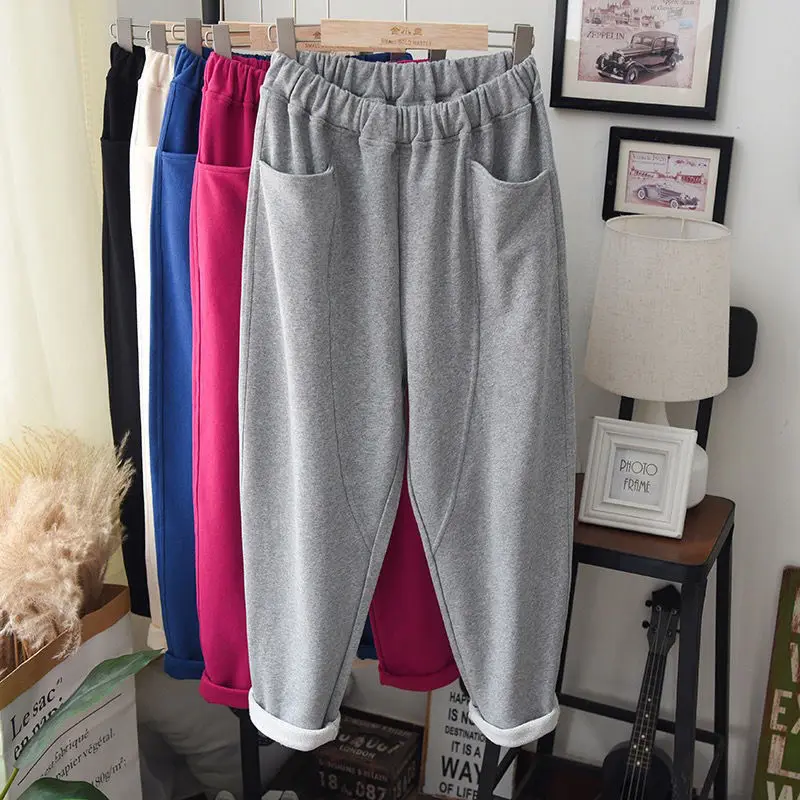 

Casual Harem Pants for Women 2021 Fall Track Sweat Pants Women Loose Slimming Woman Pants Solid Exercise Pants Plus Size