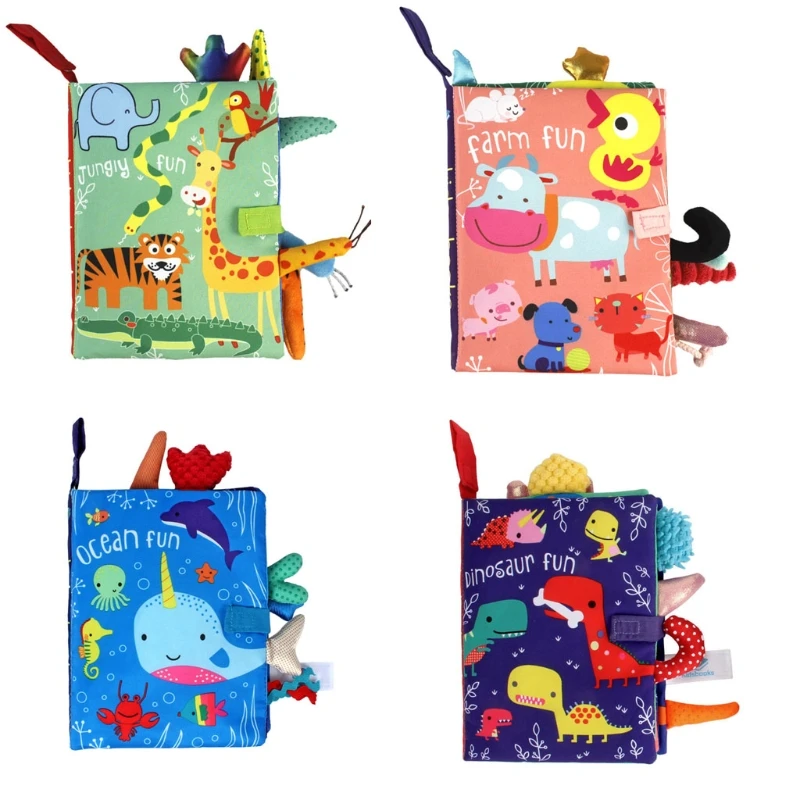 

97BC 1Set Brain Developmental Baby Book Animal Cloth Book for Baby Cloth Squeaker Book Tearproof Educational Reading Book