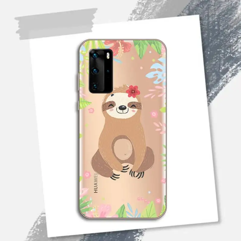 

Cute animal yoga sloth Phone Case Transparent for Huawei P honor 8 10i 20 30 40 smart 2019