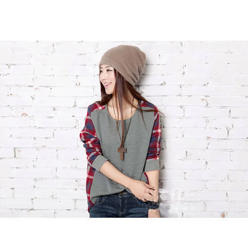 Клетчатая толстовка с капюшоном весна-лето 2019 новый стиль свободный крой вырез