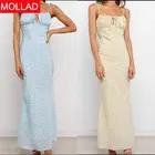2021 AliExpress трансграничной женская одежда темперамент платье на бретелях без рукавов с цветочным рисунком и с низким вырезом на спине, на шнуровке, облегающие ногу, с