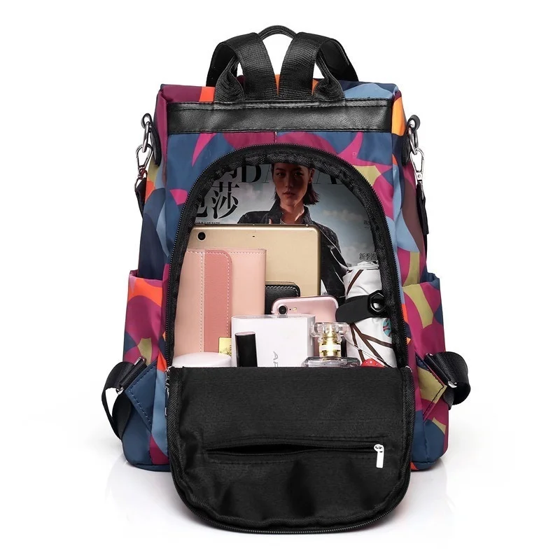 Girls schoolbag waterproof breathable backpack anti-theft middle school student backpack casual printing Oxford cloth schoolbags