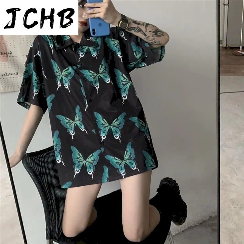 

2021 Women Cotton t Shirts Harajuku Print Korean t Shirt Retro T-shirts Black Plus Size Clothing Tops Short Sleeve Summer Green