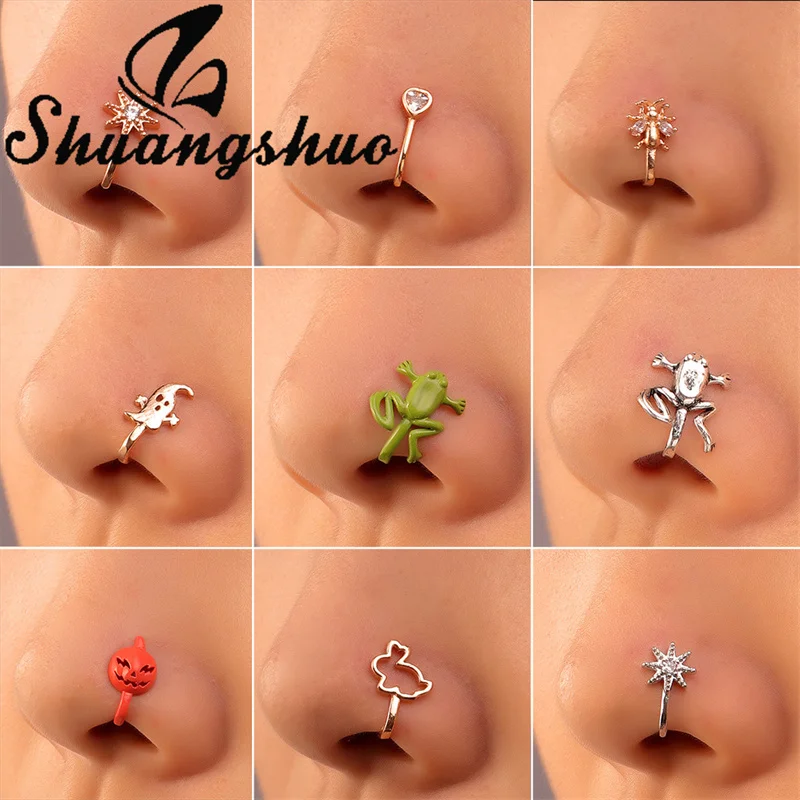 Кольцо для имитации пирсинга носа уникальный дизайн зажим в виде лягушки кролика