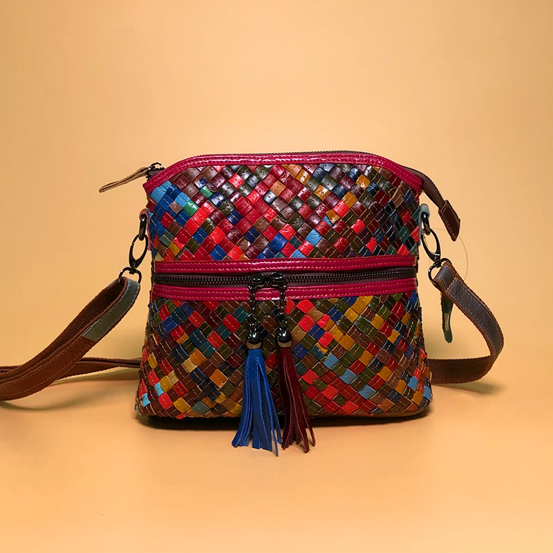 2019 роскошные сумки женские дизайнерские кожаные овчины через плечо Тканые