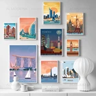 Скандинавский винтажный постер для путешествий в городах Нью-Йорк, Токийский Париж, Лондон, пейзаж, искусство, холст, живопись, настенные картины, домашний декор