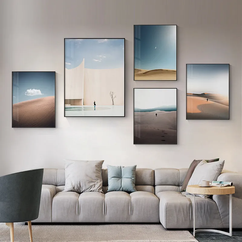 

Modern Photography Desert Blue Sky And White Cloud Landscape Decoration Painting Canvas Wall Picture Printing Poster Living Room