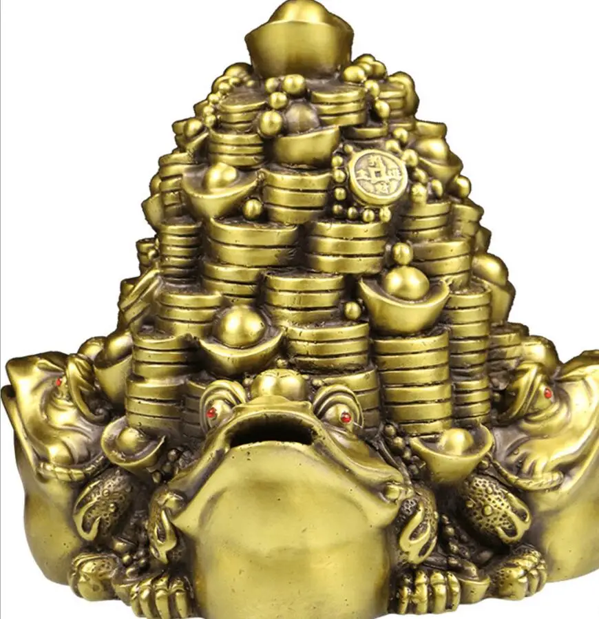 Медная статуя из чистой меди Золотая жаба аксессуары для офиса Zhaocai большой