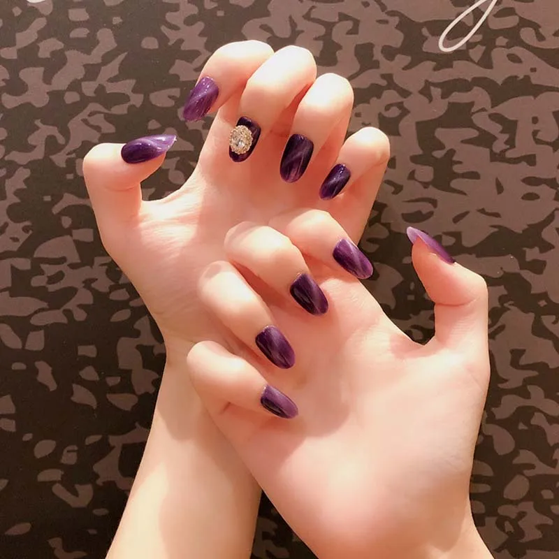 style3 Летние простые накладные ногти синего цвета для девочек, модные накладные ногти в американском стиле, короткие накладные ногти DIY, полностью покрывающие ногти с клеем - Цвет: style3