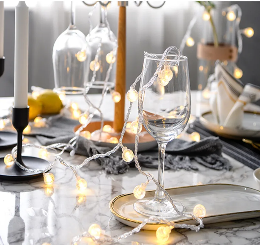 Fairy Bubble Ball String Lights Crystal Garland LED Lamp For Christmas Birthday Wedding Party Holiday Home Garden Decoration | Лампы и
