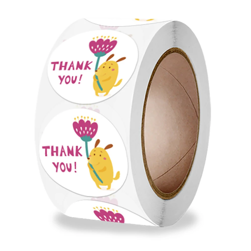 

500pcs/roll Cute Thank You Sticker Lables Stickers Roll For Envelope Packaging Box Sealing Stickers Stationary Decoration