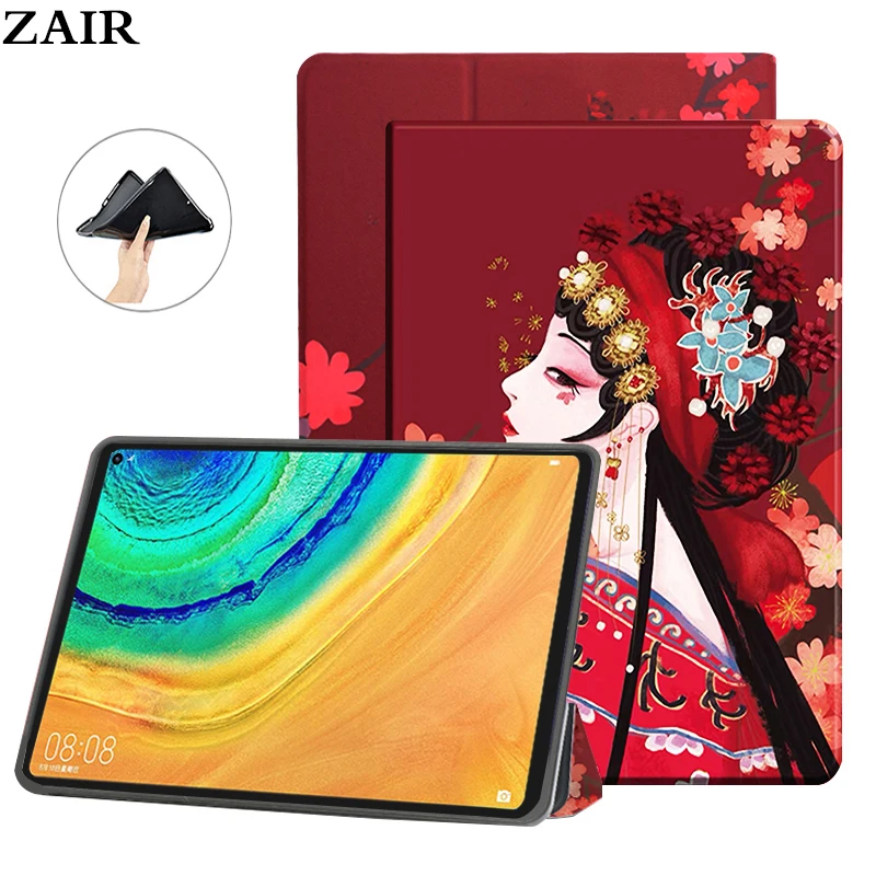 

Flip stand Case For Huawei Mate Pad Matepad Pro 10.8 2019 5G MRX-W09 MRX-AL09 Tablet cases Painted PU Leather Protective cover