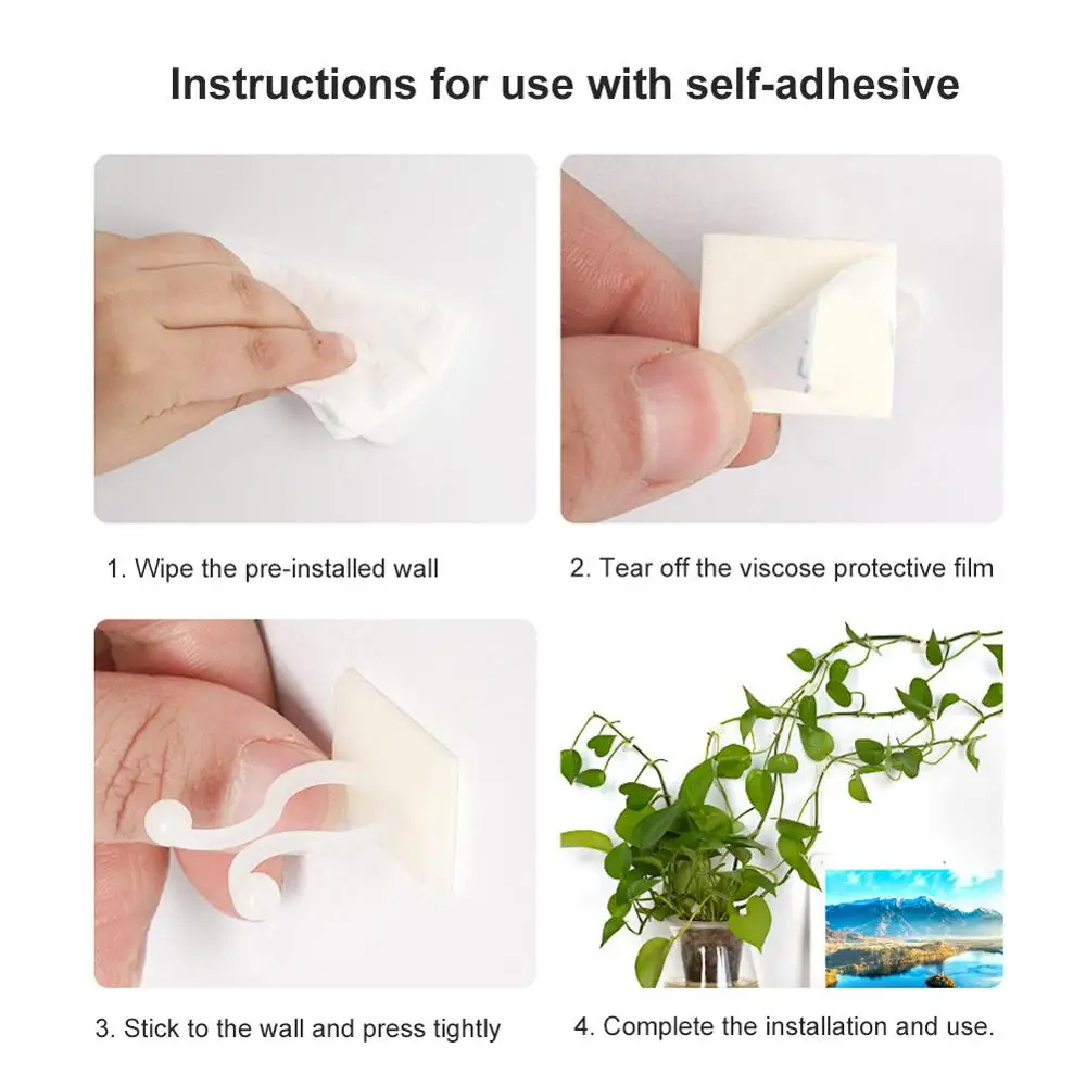 

10pcs Invisible Wall Vines Fixture Climbing Vine Plant Fixer Paste No Trace Sticky Hook Of Home Balcony Garden Decoration Holder