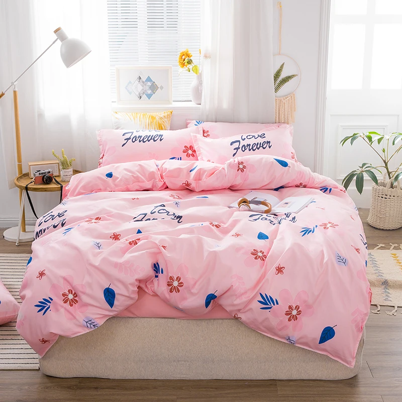 

Machine Washable 2 Pillow Shams And 1 Bed Sheet Queen ,King ,Twin ,Full Size，4 Pieces Bedding Set 1 Duvet Cover