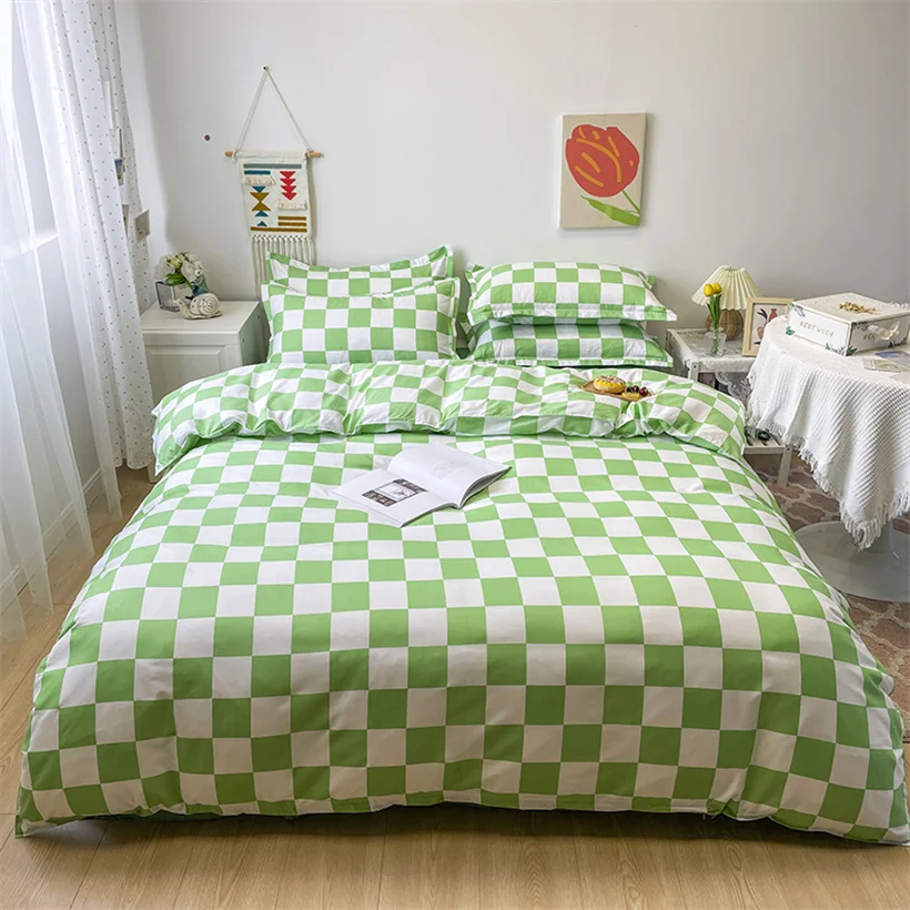 

Checkerboard Plaid Nordic Duvet Cover Set with Pillowcase Bed Sheet Single Double Queen King Size Bed Covers Grid Bedding Set