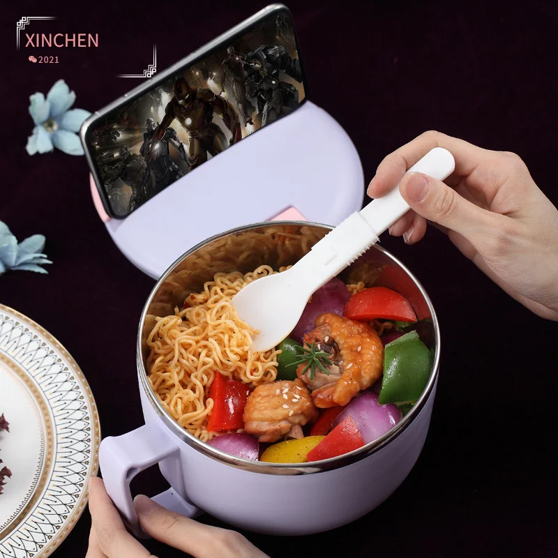 

1200Ml Instant Noodle Bowl 304 Stainless Steel With Lid Student Lunch Box Large Heat Preservation Fast Food Portable Lunch Box