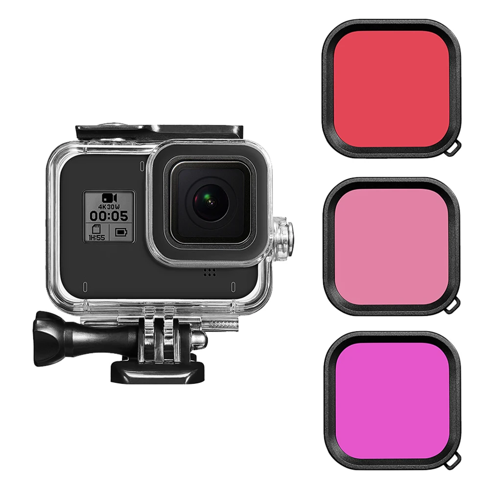 Новый водонепроницаемый чехол для корпуса с 3 шт противотуманной вставкой GoPro Hero 8