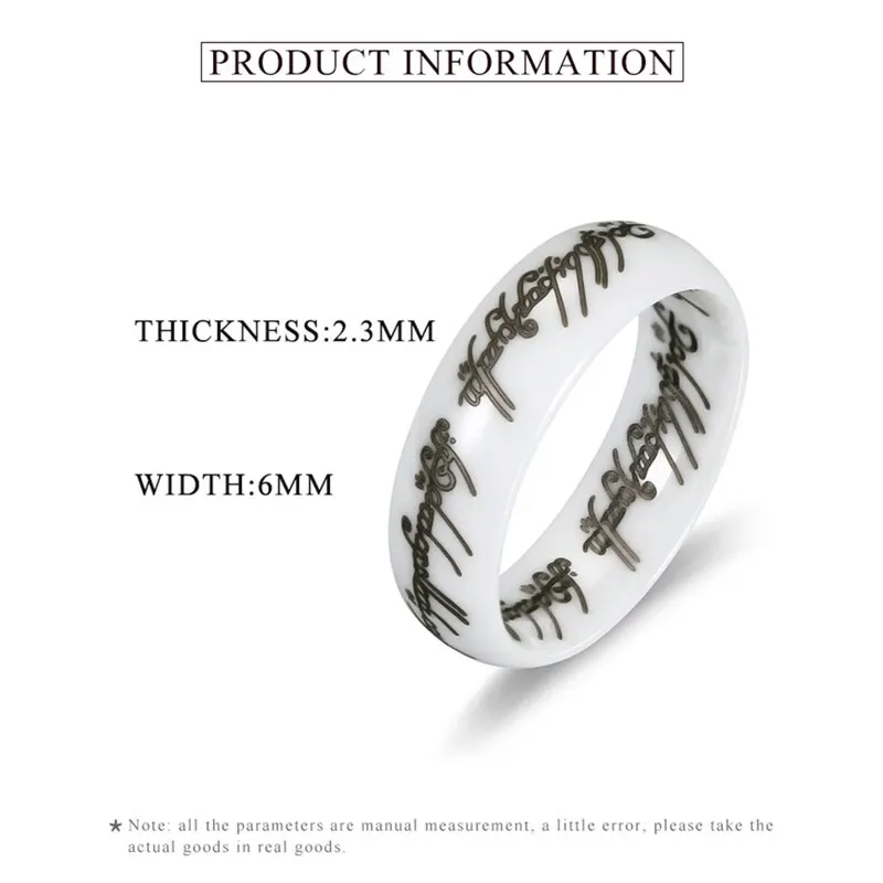 

New White Ceramic Ring Women's Unique Letters Fashion Women's Wedding Ring Jewelry Never Fade