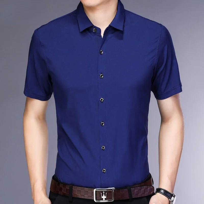 Brand Fashion Striped Shirts Men Casual Slim Fit Short Sleeve Men Shirts Social Streetwear Male Dress Shirts High Quality Summer