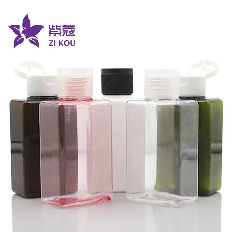 

hot-sellin 5pcs free shipping 100ml square shape PETG bottle flip top cap for plastic cosmetic packaging bottle Cosmetics bottle