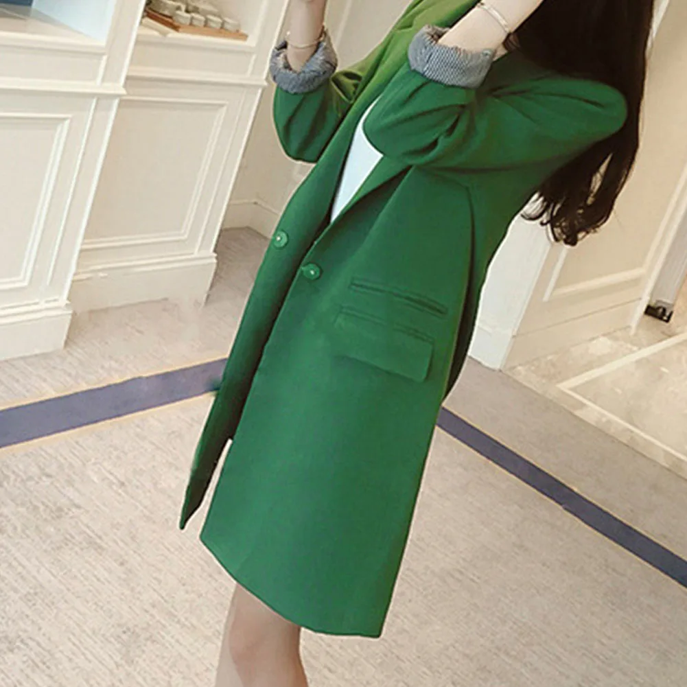 Женский блейзер с длинным рукавом повседневный Однотонный черный или зеленый