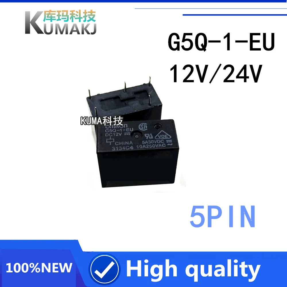 5 шт./лот 100% оригинал Новый реле G5Q-1-EU DC12V DC24V G5Q-1-EU-12VDC G5Q-1-EU-DC24V G5Q 1 ЕС 5PIN 10A один на off |