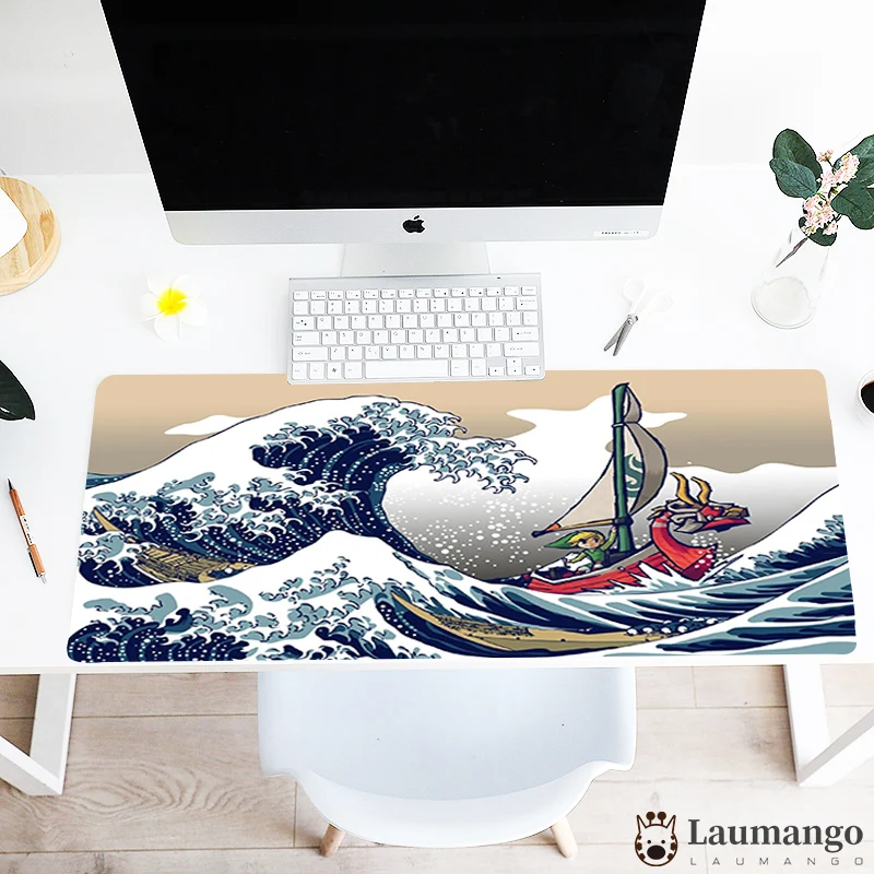 

Mouse pad Kanagawa Waves design 900x400mm XL Large Locking Edge Game Mouse mat Keyboard Rubber Mousepad