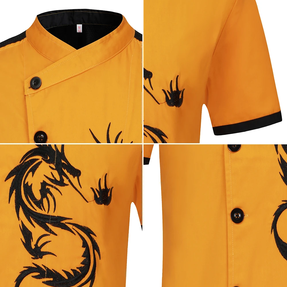 Куртка шеф повара с вышивкой дракона дышащая форма для готовки ресторана рубашка