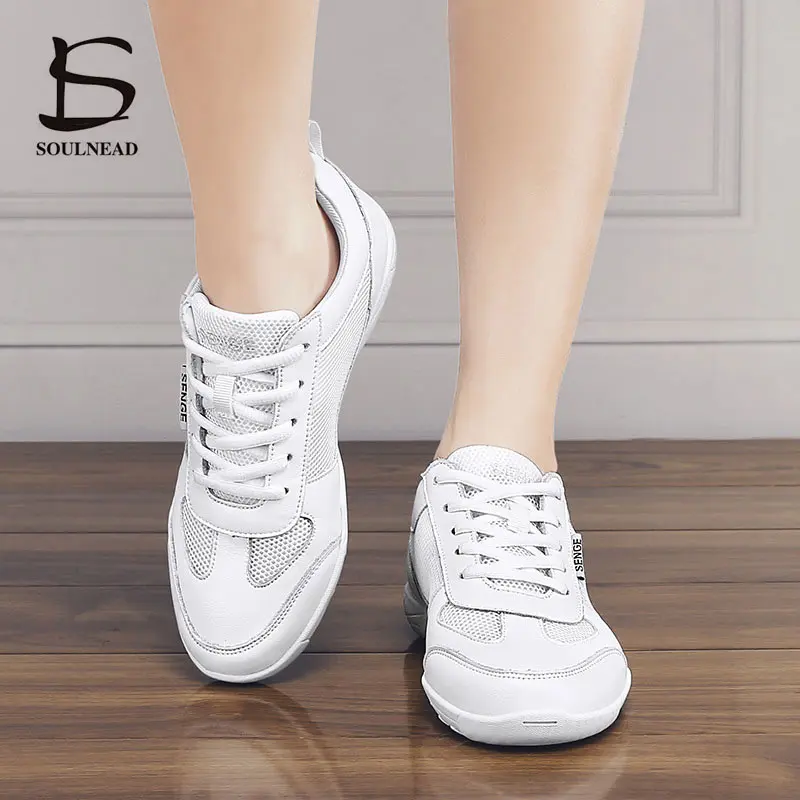 Adult Women Aerobics Shoes White Jazz Dance Shoes Girls Competitive Shoes Soft Sole Female Fitness Dance Sneakers Size 34-41