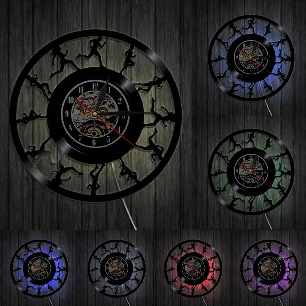 Настенные часы Marathon Runner с силуэтами спортивные тихие кварцевые настенные