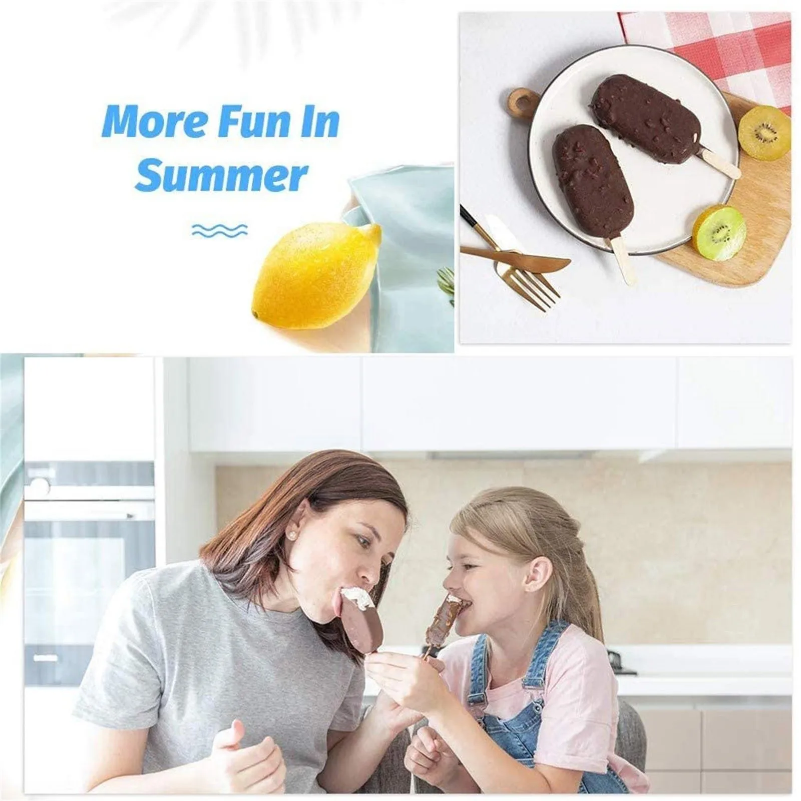 

Ice cream tubs mold with stick 8 cells Candy Dessert Popsicle Making Tray Ice cream Cube Tray Mould with 1 Bundle 20 pcs Sticks