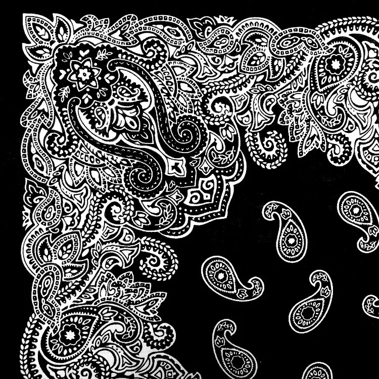 100% хлопок корейская мода Черный шейный платок с принтом пейсли головной убор