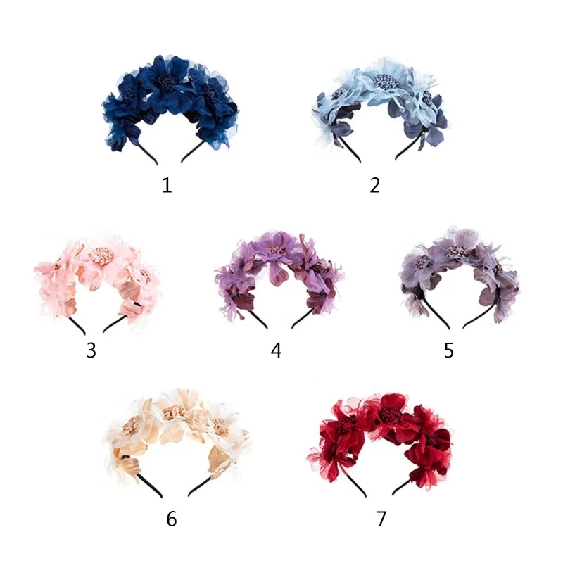

Детский цветочный ободок для волос, обруч для волос с искусственными цветами, аксессуары для волос принцессы, 87HD