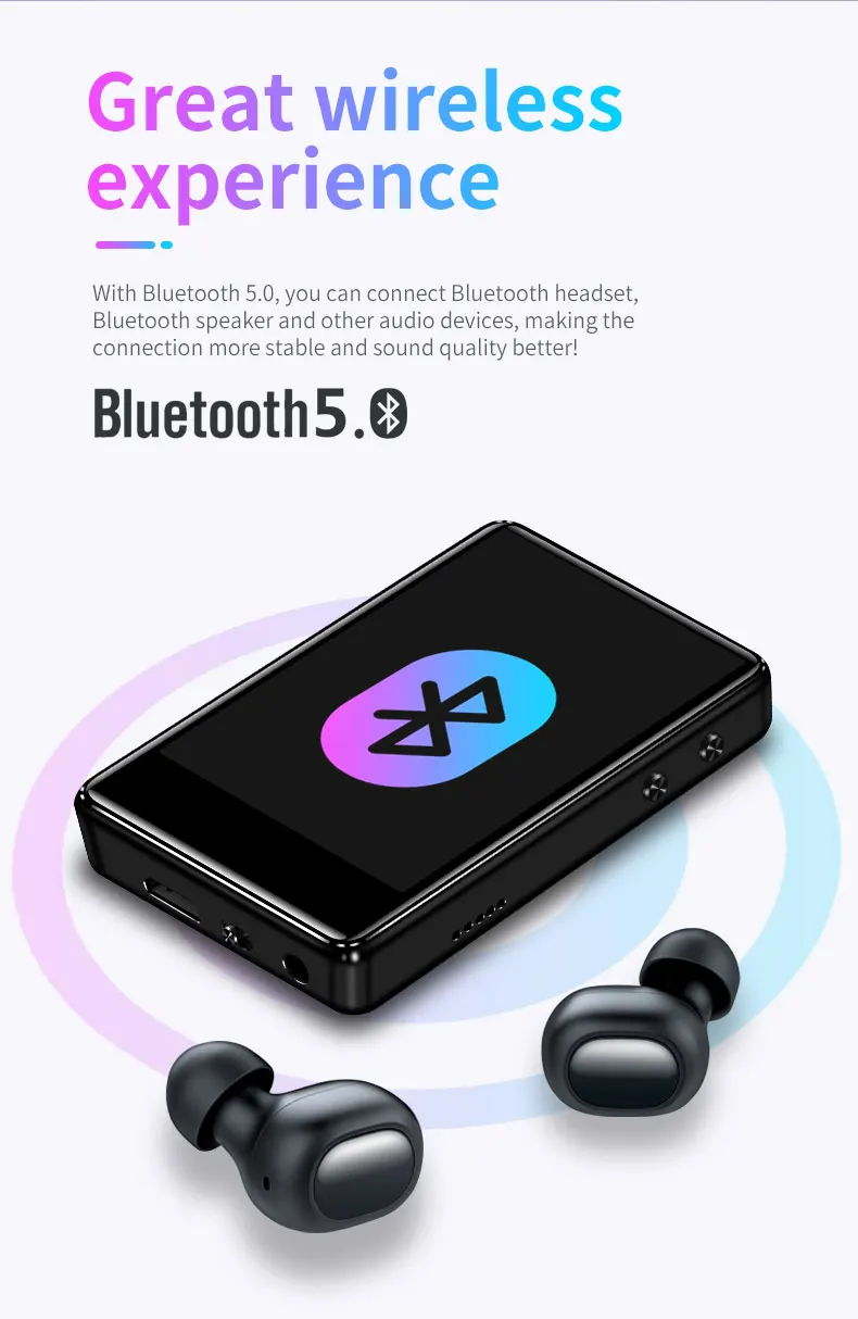 Новый IQQ X62 Bluetooth MP3-плеер музыкальный плеер с сенсорным экраном металлический HiFi