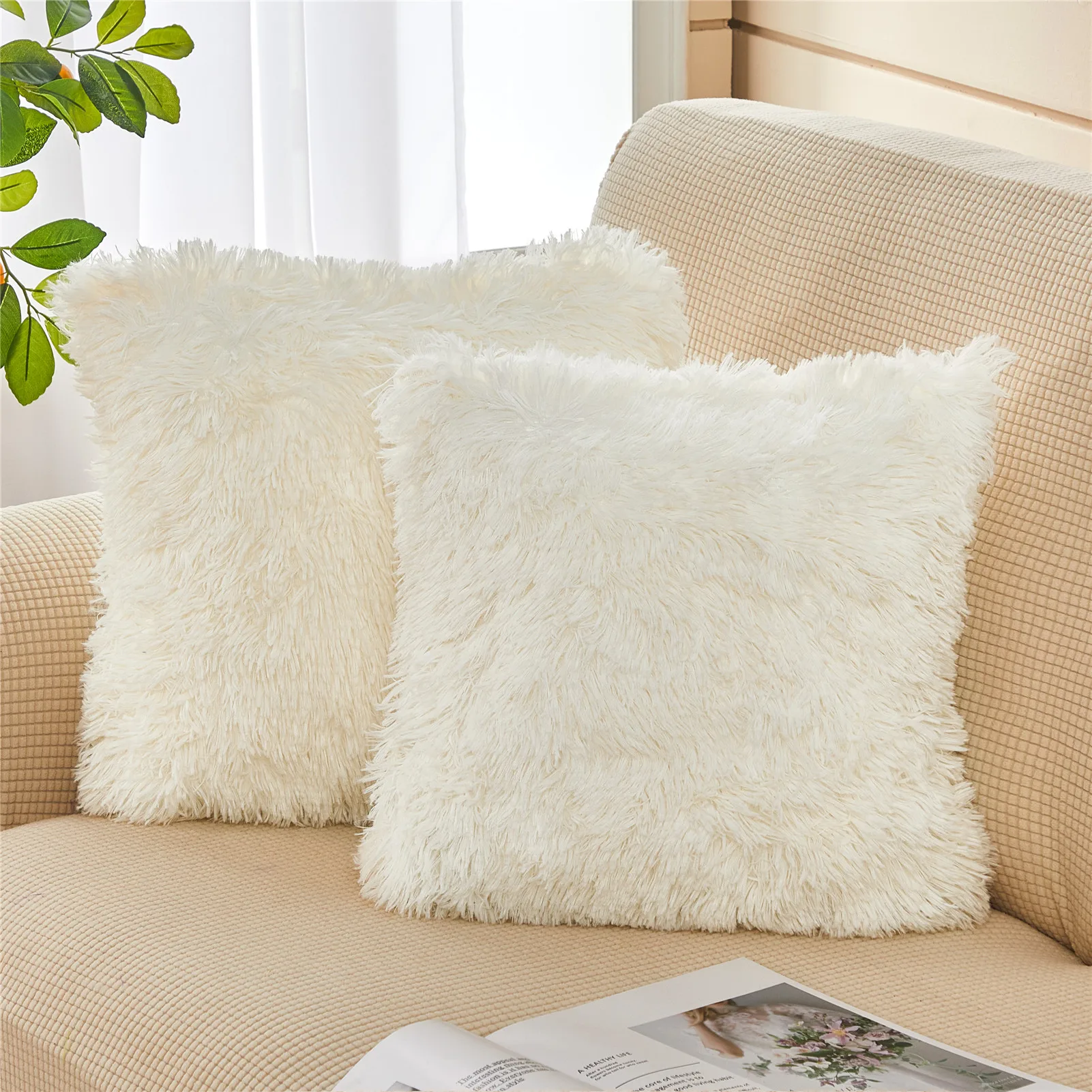 Cushion Cover Soft Fur Plush Home Decor Pillowcase Living Room Bedroom Sofa Decorative Pillow Cover 45x45cm Shaggy Fluffy Cover