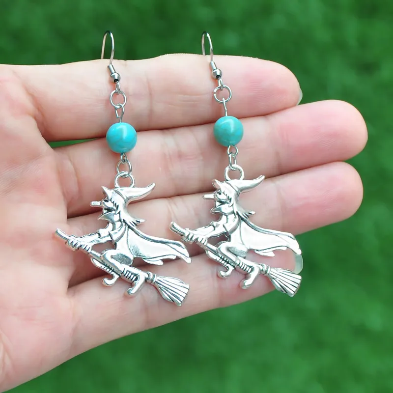 Подвески бирюзовые серьги-подвески в виде ведьмы Besom сплав сделай сам