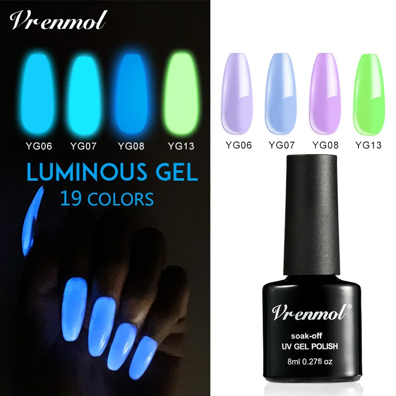 Vrenmol светится в темноте Гель-лак неоновый Светящийся лак для ногтей отмачиваемый