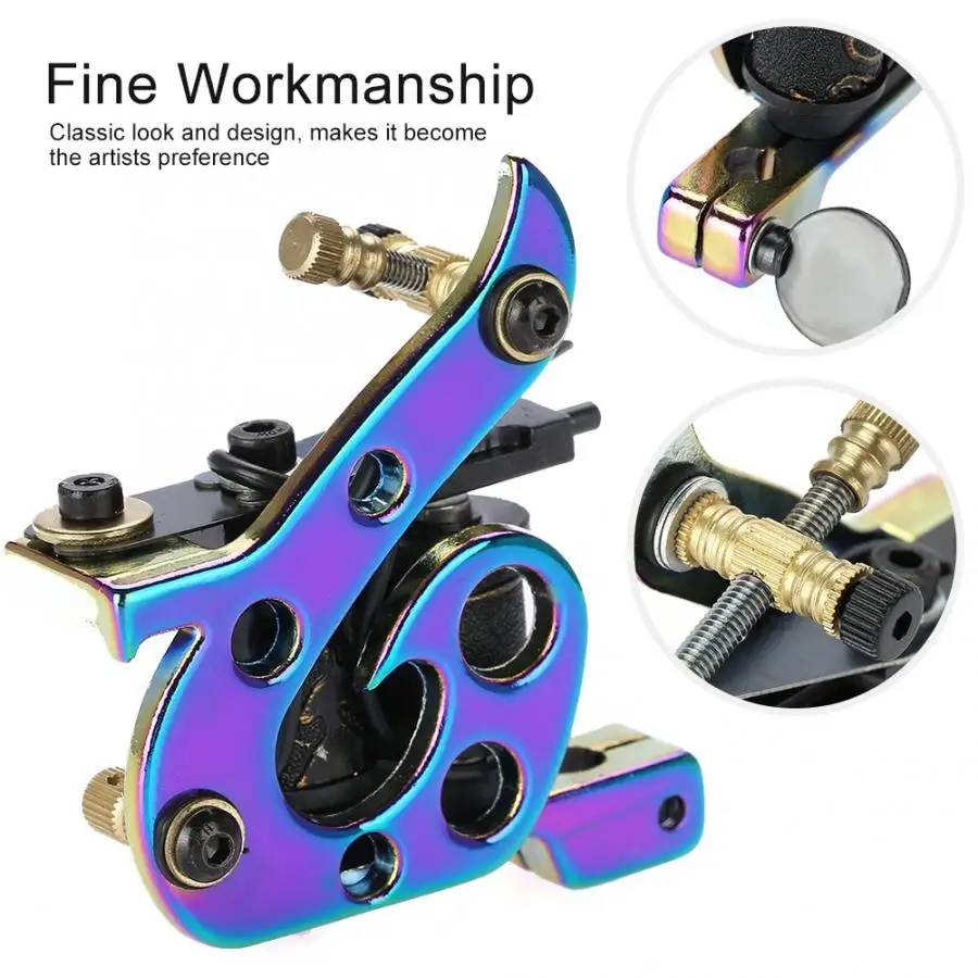 10 обмоток Профессиональный сплав Красочные Татуировки Машина Liner Shader татуировки