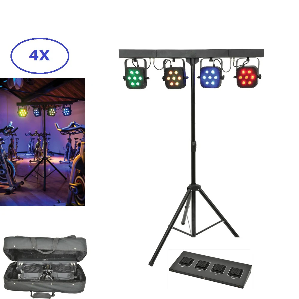 Американский Dj 4 шт. 7X10 Вт RGBW 4в1 светодиодный прожектор DMX 512 плоский Par набор для