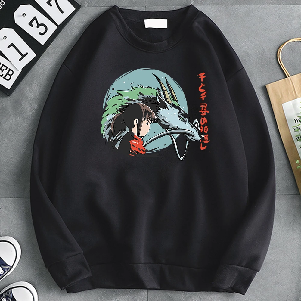 

Anime Spirited Away Print Sweatshirts Autumn New High Quality Fleece Street Hoody Fashion Kpop Vintage Mens Hip Hop Clothing