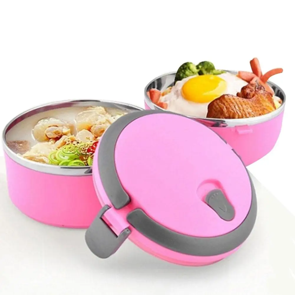 Микроволновая печь Bento Box из нержавеющей стали Круглый герметичный термоизоляционный Ланч-бокс герметичный детский портативный контейнер для еды 1 шт