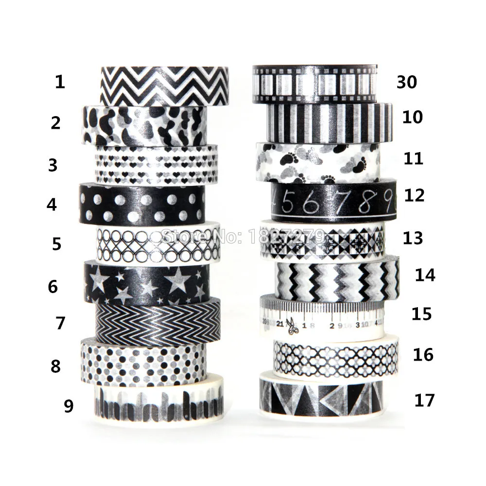 1X 15 мм лента черный белый набор точка цветок звезда печать Скрапбукинг DIY стикер