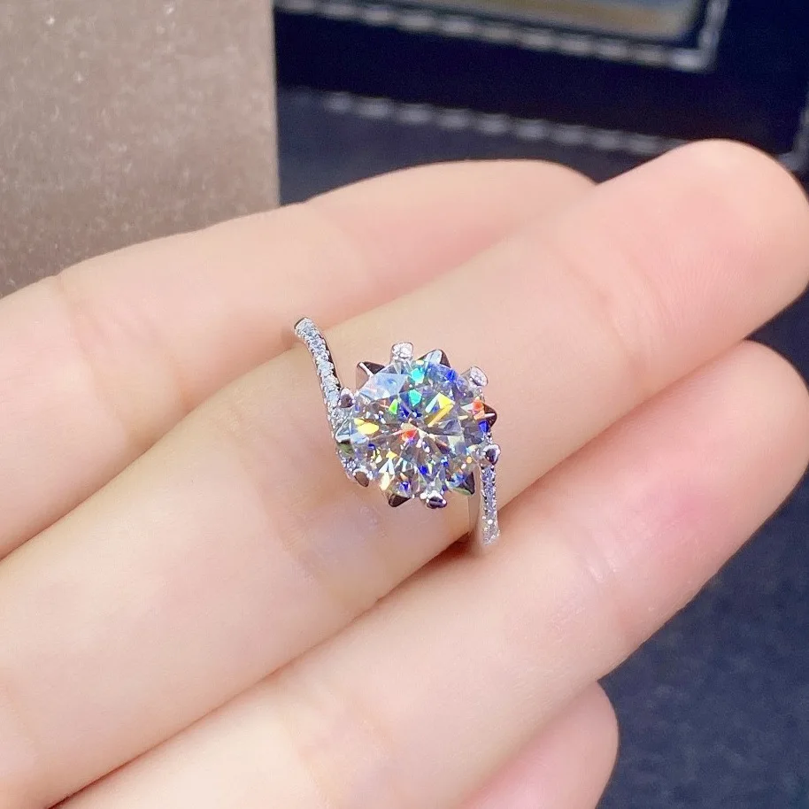 

2 carats diamond wedding for women 100% 925 Sterling Silver fine jewelry Anillos De Bizuteria Anillos Mujer Gemstone Rings Box