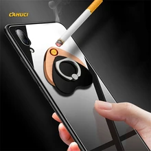 Heart Shape USB Cigarette Lighter Portable Mobile Phone Bracket Lighter Windproof Multi-function Keychain Cigarette Accessories