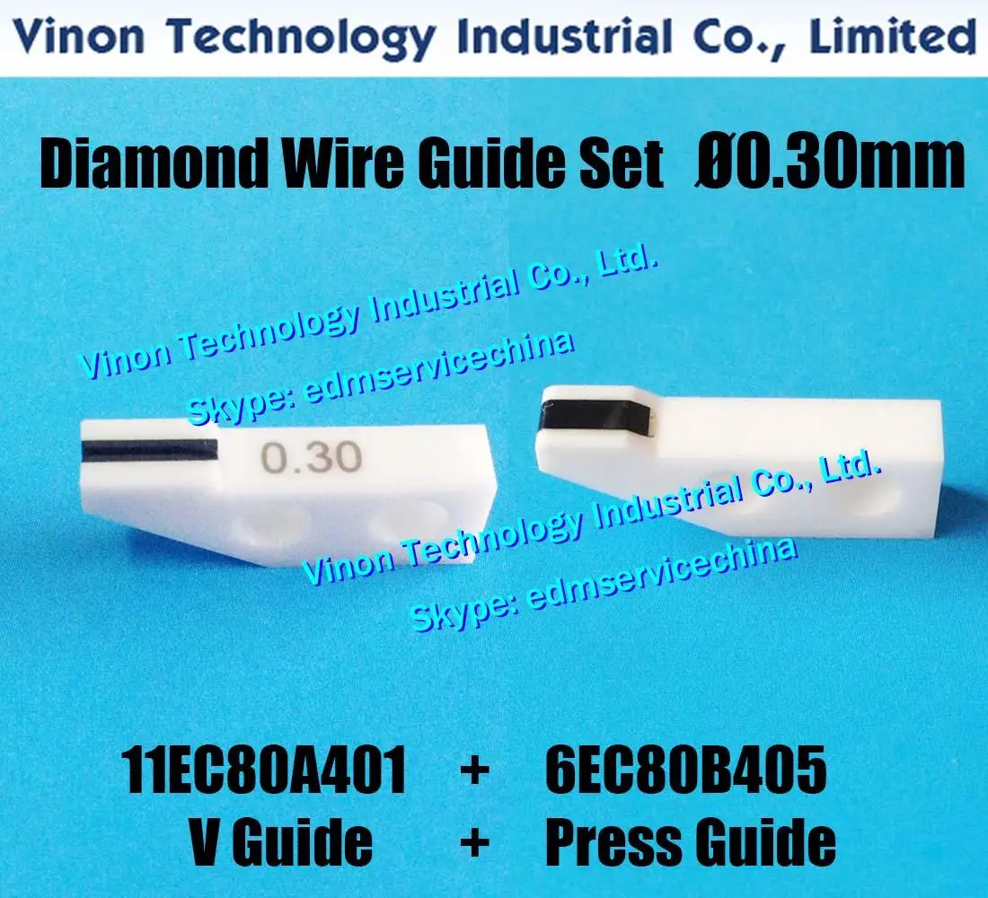 

(2pcs) Ø0.30mm Set of Diamond Wire Guides Upper & Lower 11EC80A401+6EC80B405 for Precision Taper Cutting. Makino Wire guide dies