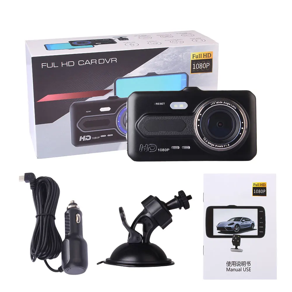 

4'' IPS Dash Cam Dual Lens FHD 1080P Car DVR Vehicle Camera Night Vision Video Cyclic Recorder G-sensor Parking monitoring CT508
