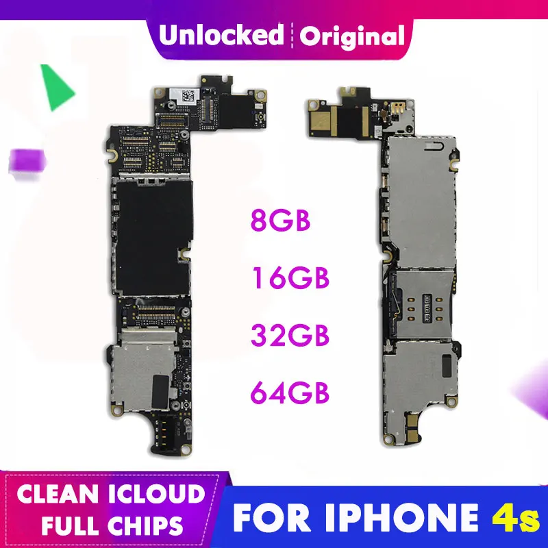 Для iPhone 4S материнская плата 8 ГБ/16 ГБ/32 ГБ/64 ГБ 100% чистая оригинальная с полным