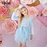vikita girls bow knot dress kids prom clothes children tutu layered dress girl irregular ball gowns for 3 to 8 yrs kids clothing