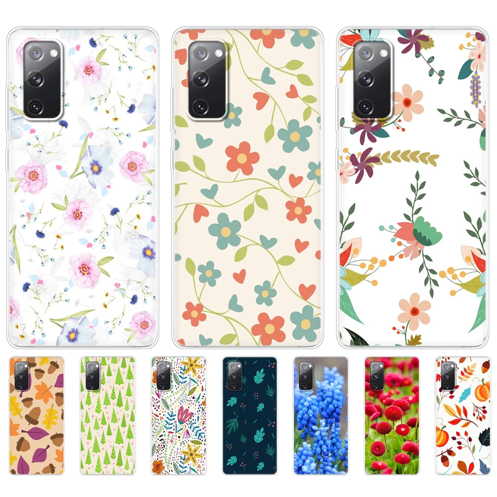 

case for samsung galaxy S20 PLUS FE Ultra S10 lite cover for samsung note 10 plus lite Note 20 + CaseCartoon plant small flower